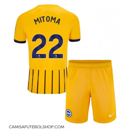 Camisa de time de futebol Brighton Kaoru Mitoma #22 Replicas 2º Equipamento Infantil 2024-25 Manga Curta (+ Calças curtas)